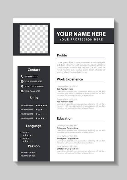 Clean Modern Resume and Cover Letter Layout Vector Template for Business Job Applications Minimalis