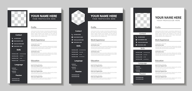 Clean Modern Resume and Cover Letter Layout Vector Template for Business Job Applications Minimalis