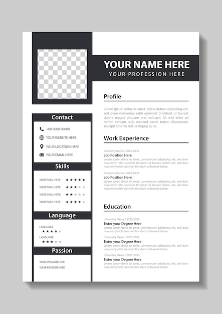 Clean Modern Resume and Cover Letter Layout Vector Template for Business Job Applications Minimalis