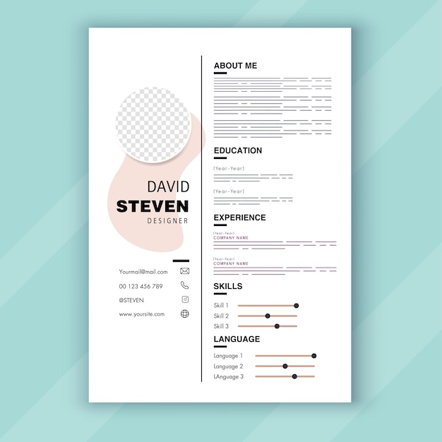 Clean and modern resume portfolio or cv template