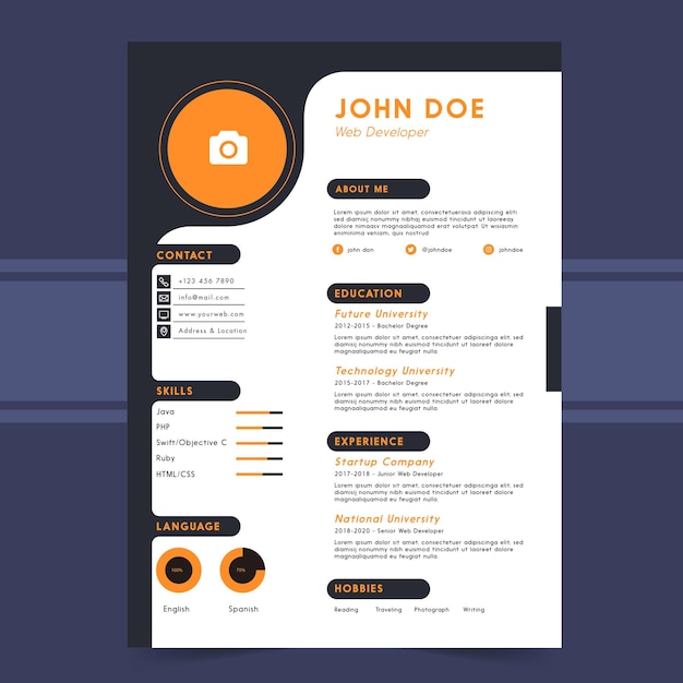 Clean and modern resume portfolio or cv template