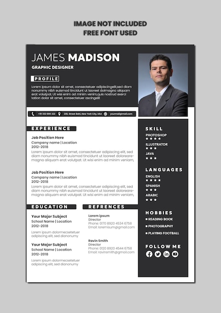 Clean and professional Resume Template Vector Design