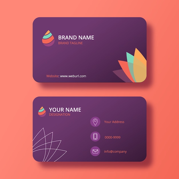 Clean Purple Business Card with Minimal Logo