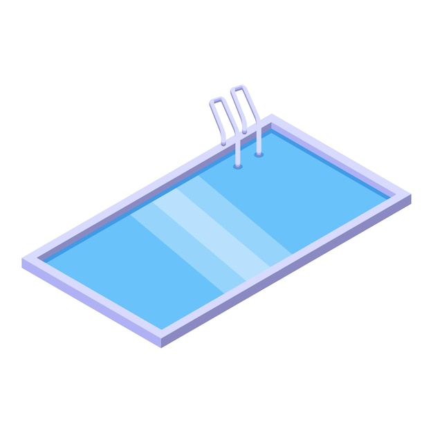 Vector clean rectangular swimming pool with ladder isometric view