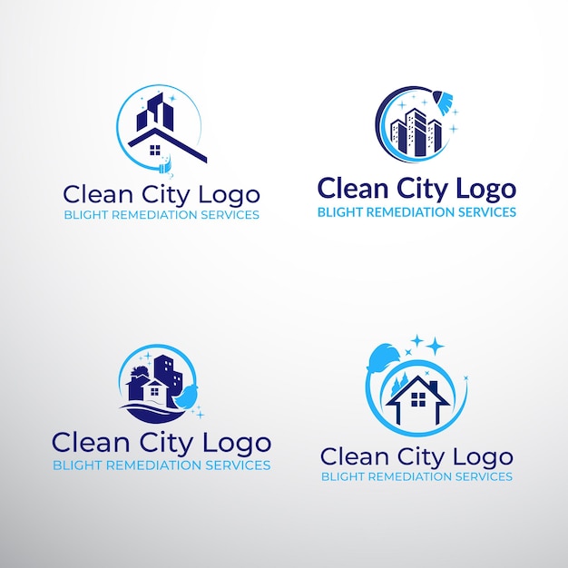 Clean service and city clean logo design