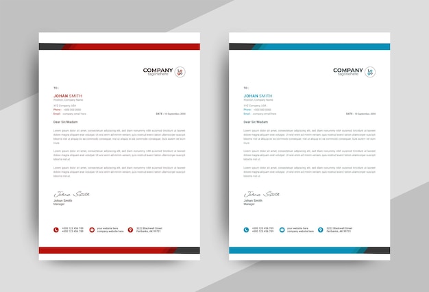 clean simple and minimal corporate business letterhead design template