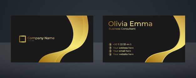 Vector clean style modern business card template with gold color