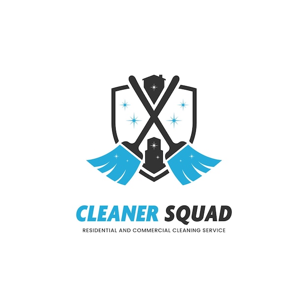 Cleaner squad cleaning service for commercial and residential building logo icon