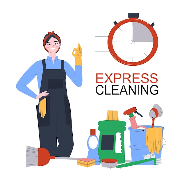 Cleaning girl shows like Express cleaning service Cleanliness and order service with home