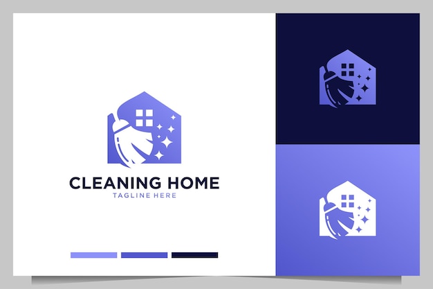 Cleaning home with bloom logo design