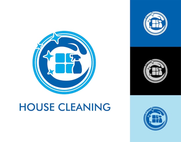 Cleaning house logo and business card design