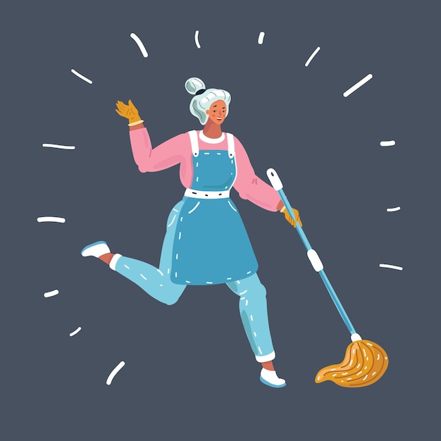 Cleaning maid woman with mop