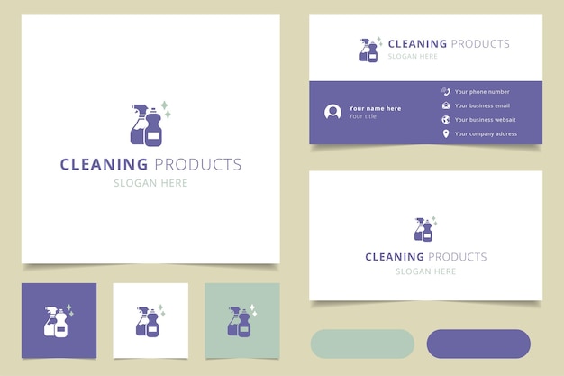 Cleaning products logo design with editable slogan branding