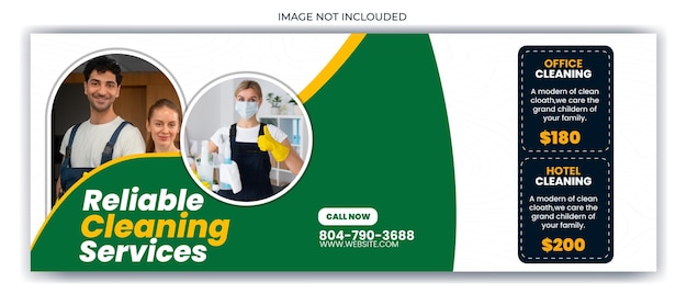 Vector cleaning service ads cover banner template design