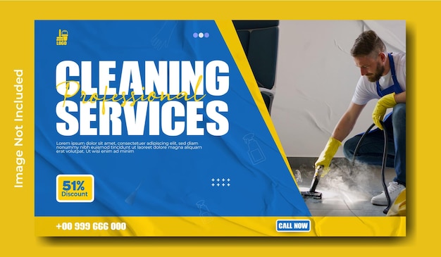 Vector cleaning service ads promotion web banner template design