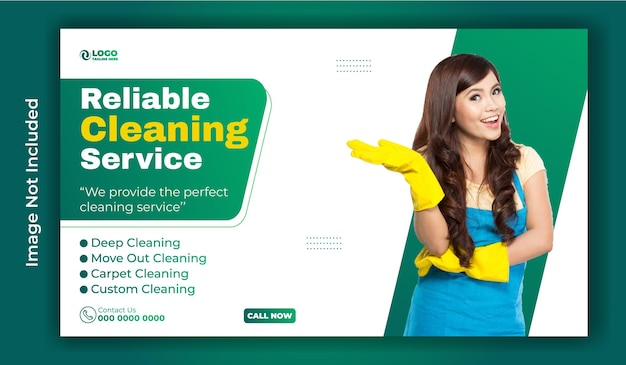 Vector cleaning service ads promotion web banner template design