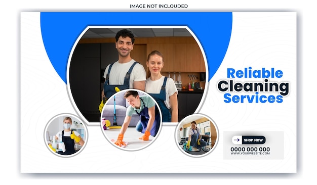 Cleaning service ads promotional web banner template design