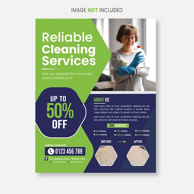 Vector cleaning service and cleaning business promotion flyer template design