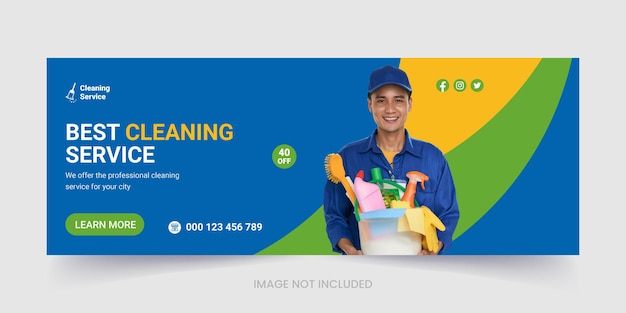 Cleaning service company social media facebook cover photo and web banner template