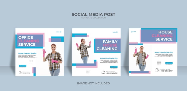 Cleaning service design professional social media banner template Premium Vector