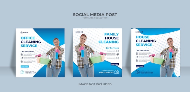 Cleaning service design social media banner template Premium Vector