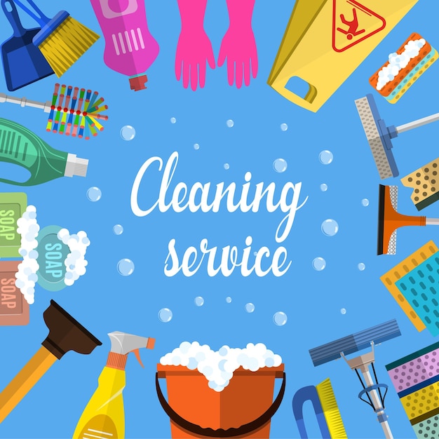 Cleaning service flat illustration