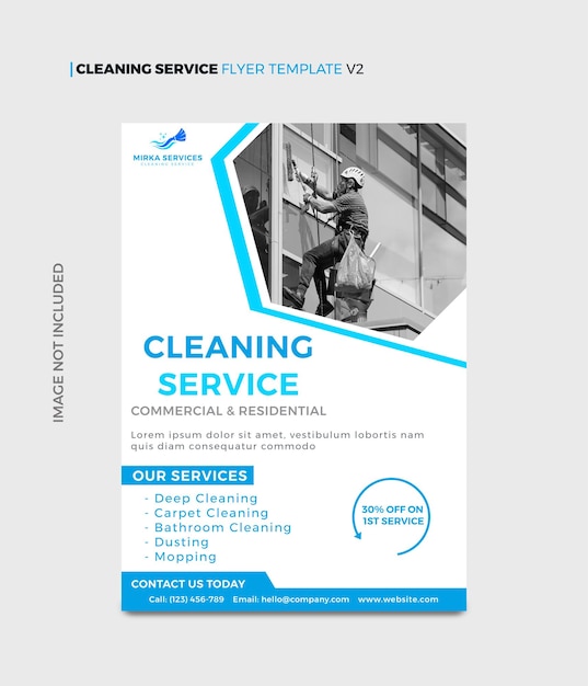 Vector cleaning service flyer template v02