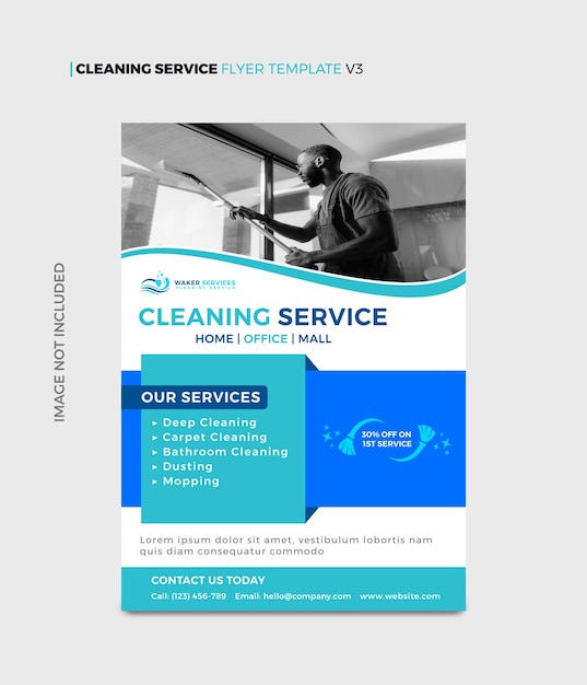 Vector cleaning service flyer template v03