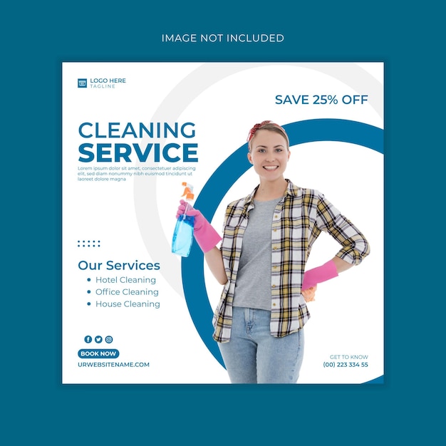 Cleaning service instagram post social media and web banner template