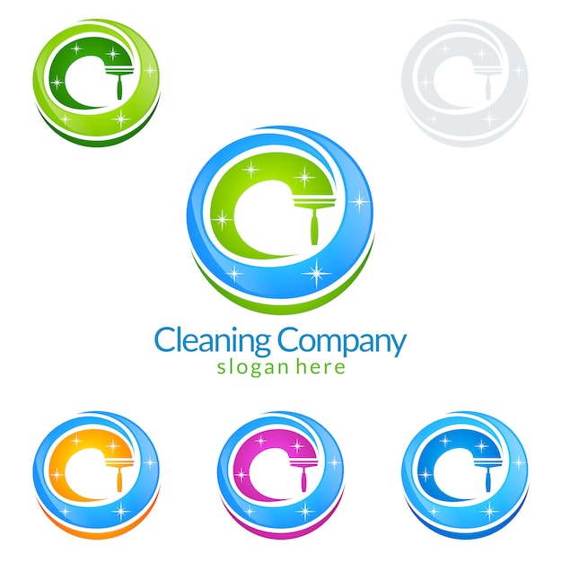 Vector cleaning service logo design