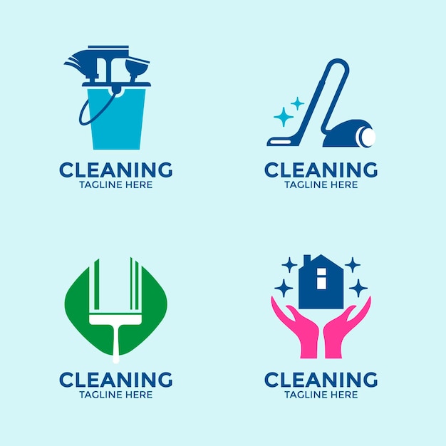 Cleaning service logo icon vector template set