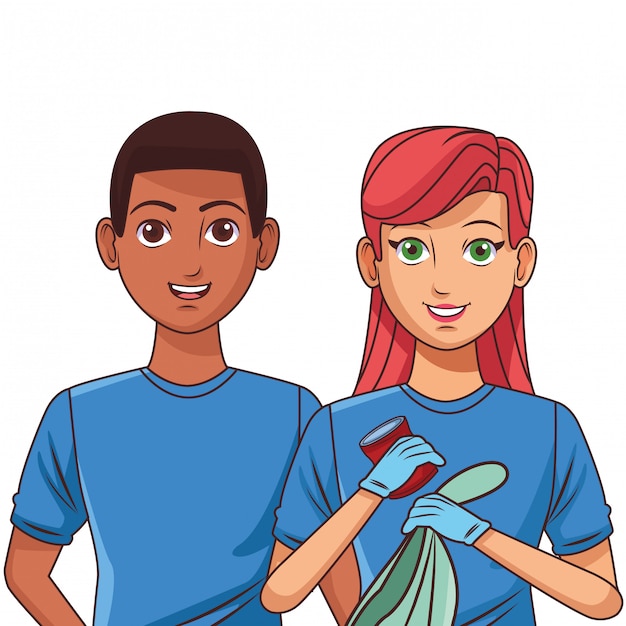 Cleaning service person avatar cartoon character