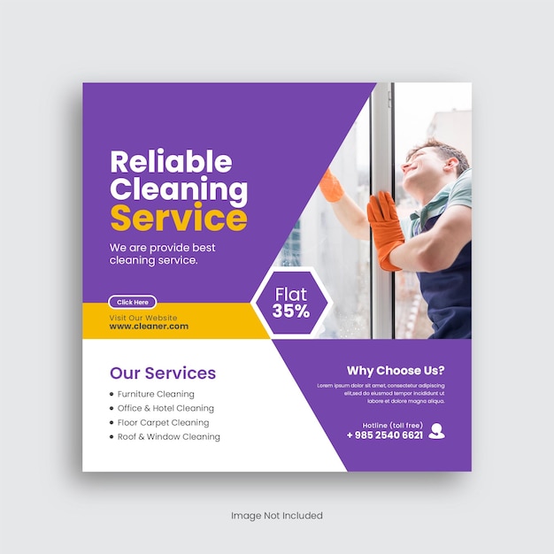 Cleaning service social media banner or Instagram post premium vector