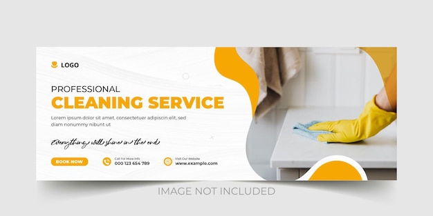 Cleaning service social media facebook cover or web banner template