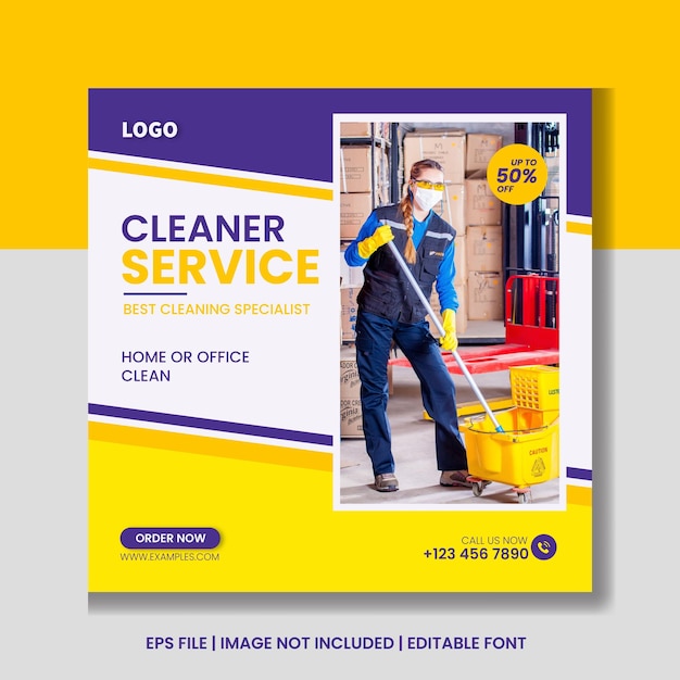 Cleaning service social media and Instagram  post banner template