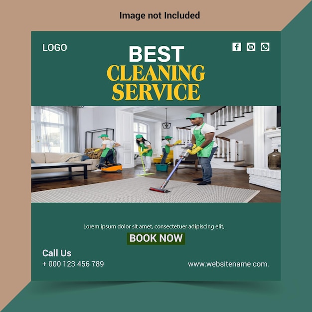 Cleaning service social media post design template