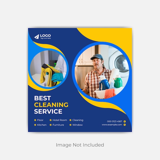 Cleaning service social media post for home square banner template