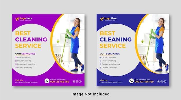 Cleaning service social media post template design