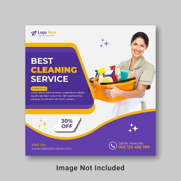 Cleaning service social media post template design