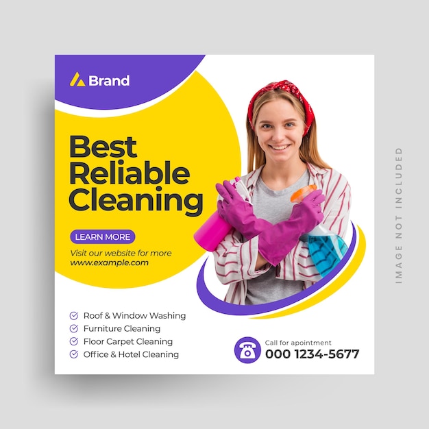 Cleaning service social media postInstagram banner template