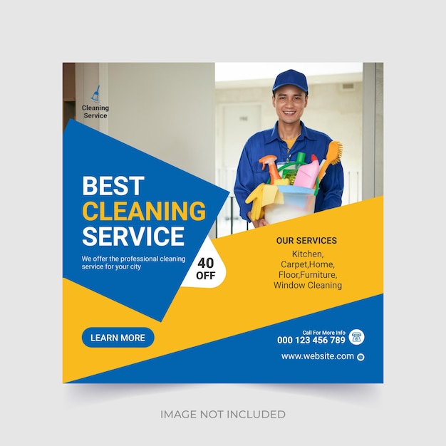 Cleaning service square social media instagram post template