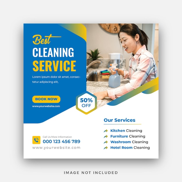 Cleaning Services Social Media Instagram Post Web Banner Or Square Banner Template Design