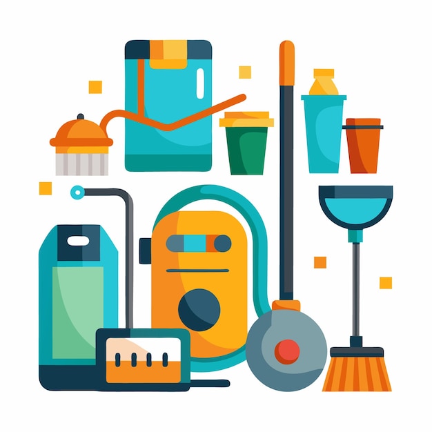 Vector cleaning supplies set of icons for cleaning and housekeeping