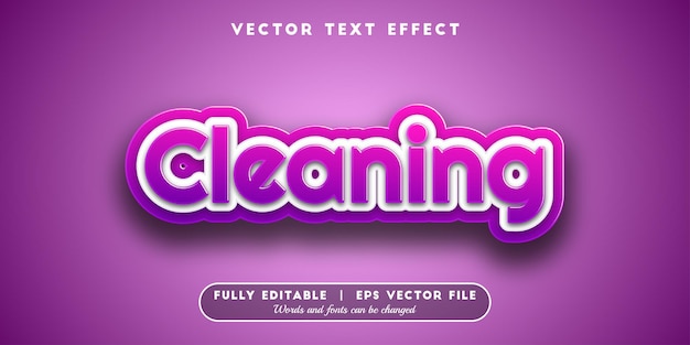 Cleaning text effect with editable font style