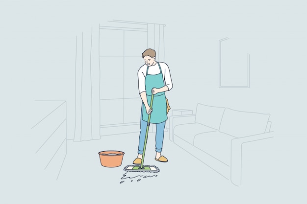 Cleaning, work, occupation, home concept