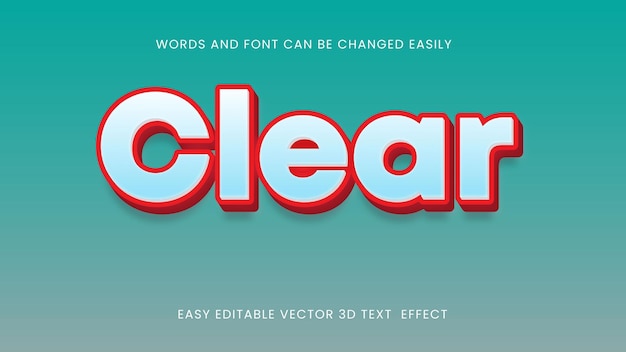 Clear 3d editable text effect style