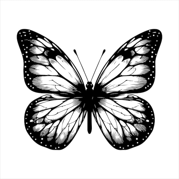 Vector a clear butterfly silhouette vector black color silhouette wite colour background