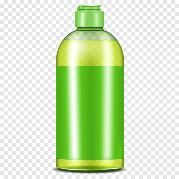 Clear transparent green plastic bottle with flip top cap and blank label Shampoo dishwashing liquid