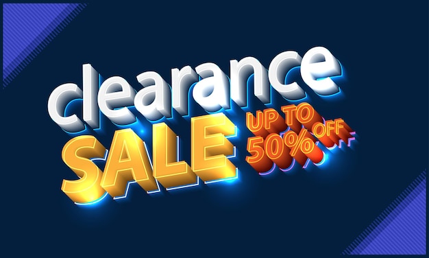 Clearance sale banner promo banner design with light effect