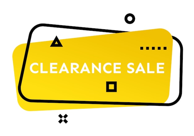 Clearance sale yellow geometric trendy banner.  Modern gradient shape with promotion text. Vector illustration.